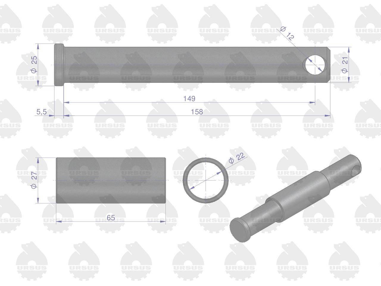 Sworzeń mocowania widłaka z ramą c-330 c-360 oryginał ursus - zdjęcie 2