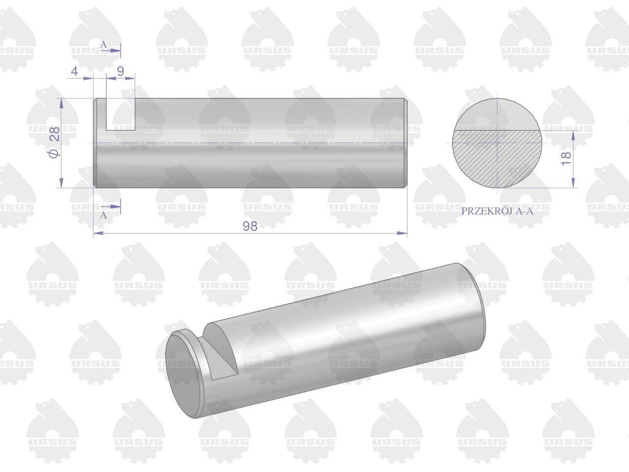 Sworzeń widełek c-385 oryginał ursus | 80455012U - zdjęcie 2