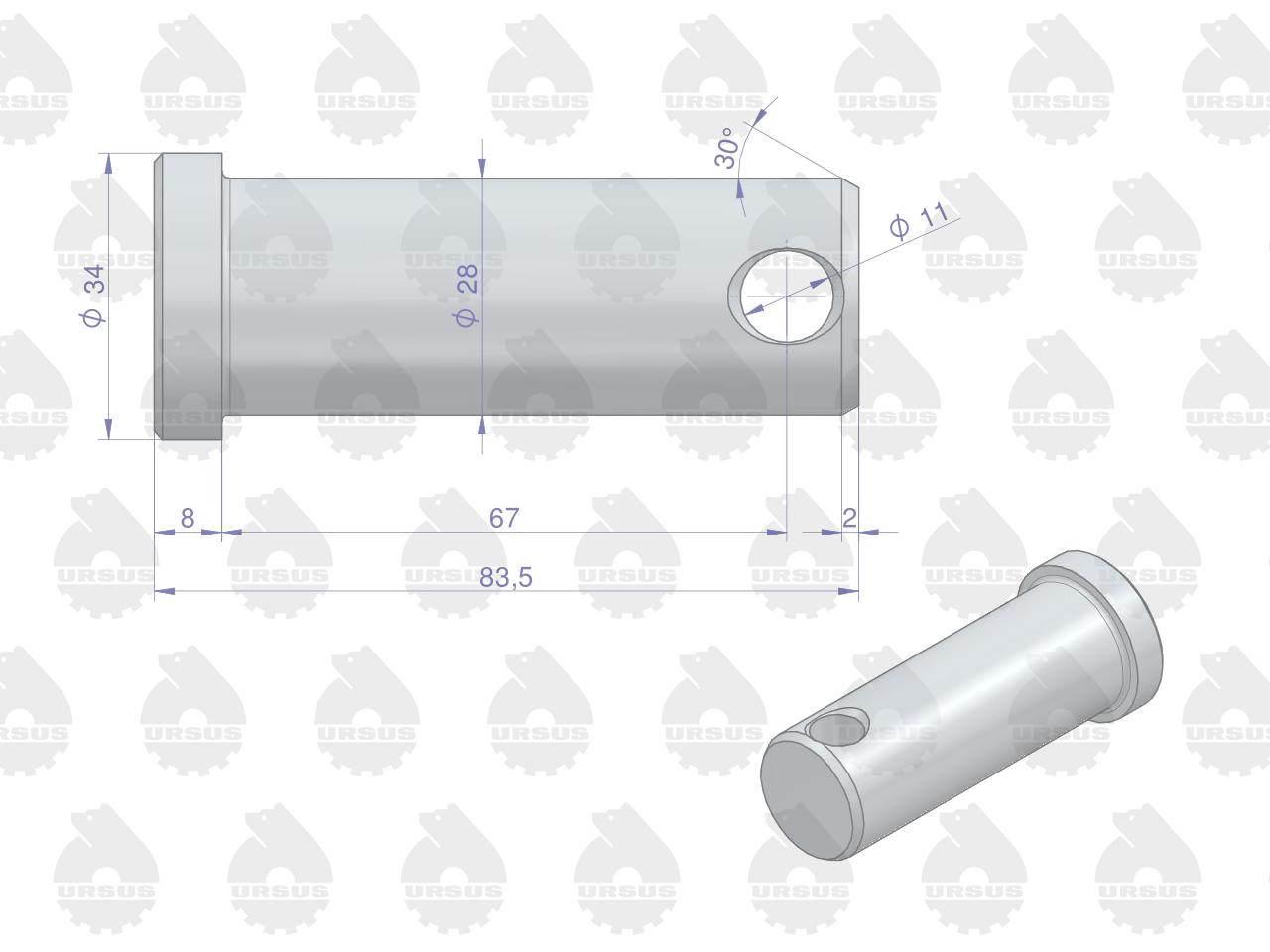 Sworzeń mocowania jarzma 80453072 c-385 oryginał ursus - zdjęcie 2