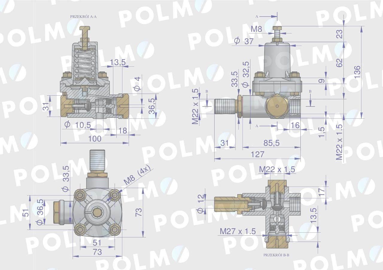 Regulator ciśnienia powietrza 42480170 c-330 c-360 c-385 polmo - zdjęcie 2