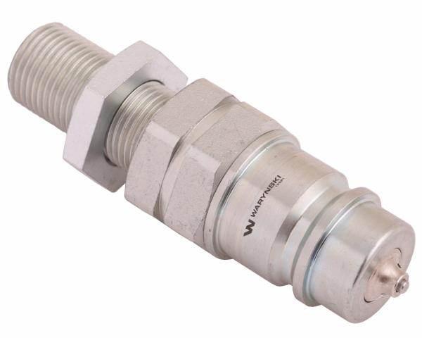 Szybkozłącze hydrauliczne wtyczka long z eliminatorem ciśnienia m18x1.5 gwint zew euro 9100818w iso 7241-a waryński