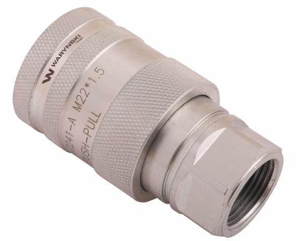 Szybkozłącze hydrauliczne gniazdo z eliminatorem ciśnienia m22x1.5 gwint wew euro push-pull iso 7241-a waryński - zdjęcie 2