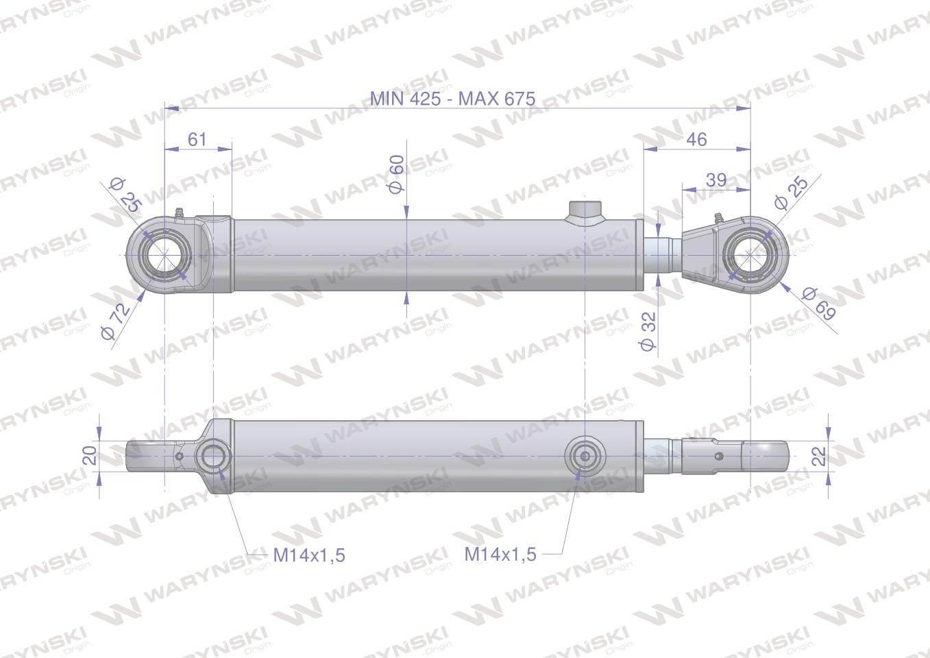 Cylinder hydrauliczny siłownik jednostronny pomocniczy do zetor smn2rt.50.32.245 70118033 70118045/pl waryński - zdjęcie 2