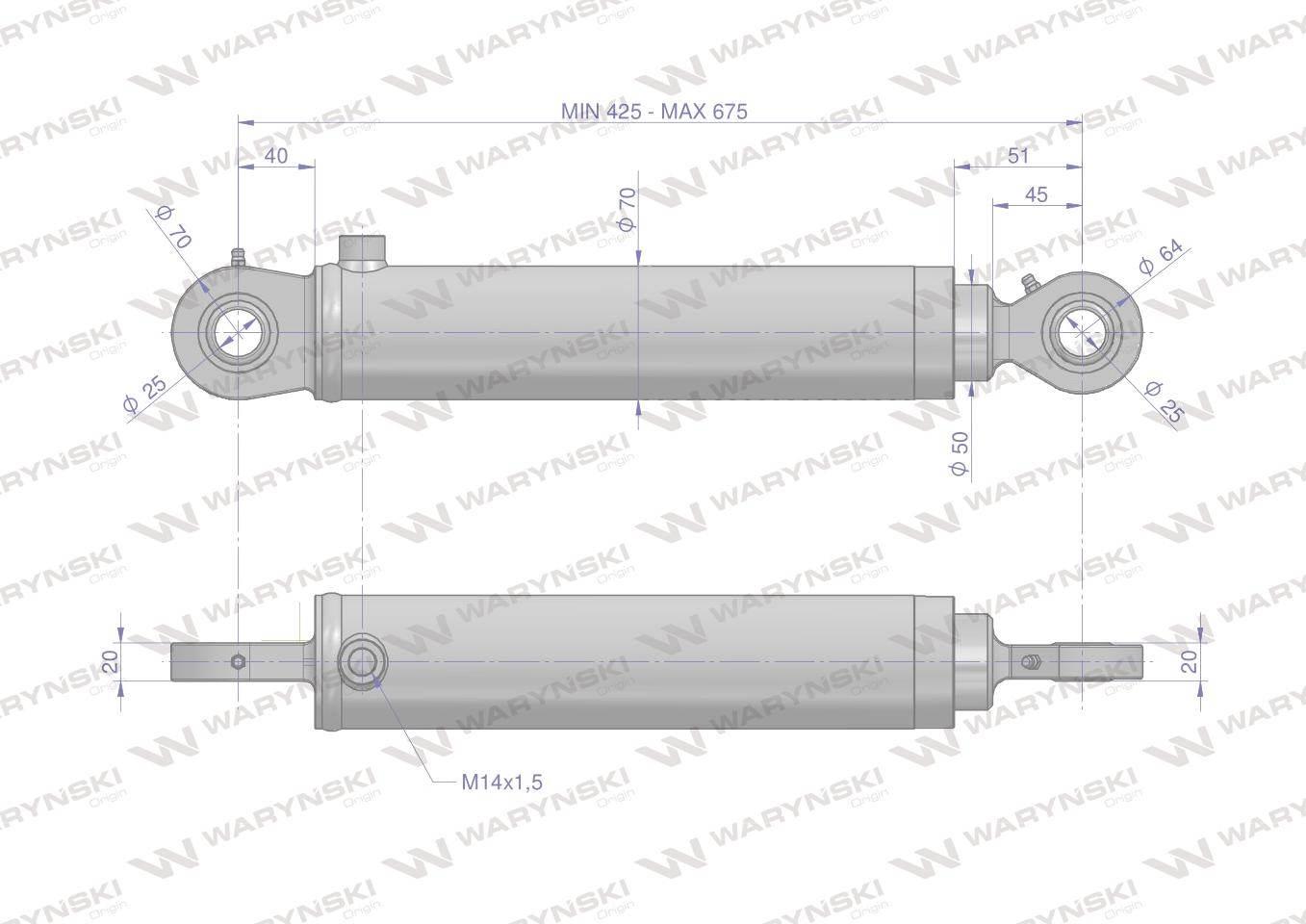 Cylinder hydrauliczny siłownik jednostronny pomocniczy do zetor smn.50.250 70118033 701180451/pl waryński - zdjęcie 2