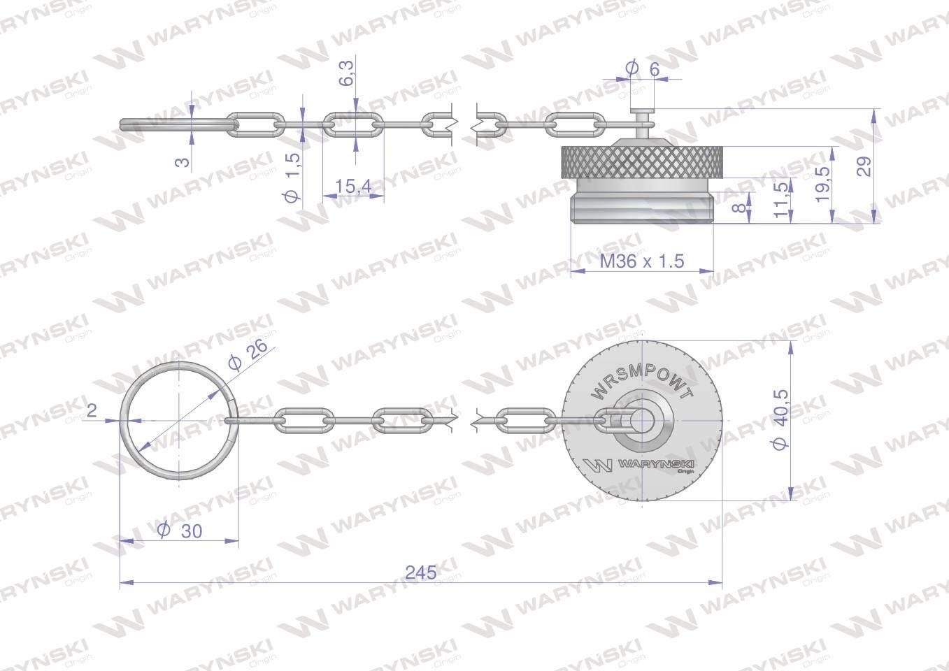 Komplet zawór wtyczka m22x1.5 skręcane 50490030 z gwintowaną pokrywą/osłoną aluminiową waryński - zdjęcie 4