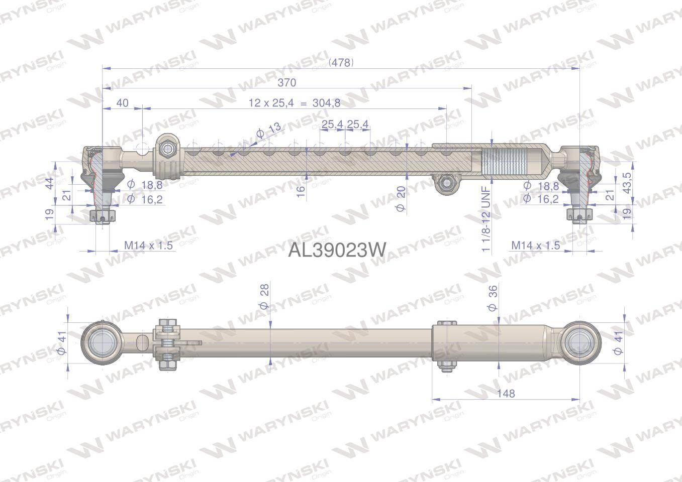 Drążek kierowniczy 478mm al39023 waryński - zdjęcie 2