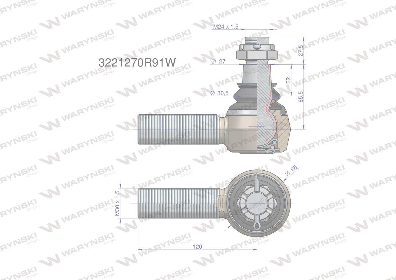 Przegub kierowniczy m30x1.5 3221270r91 waryński - zdjęcie 3