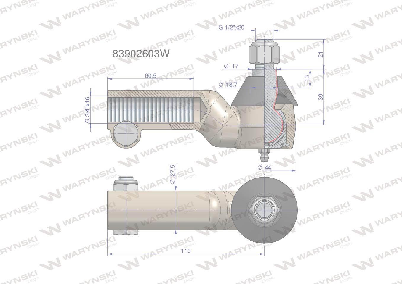 Przegub kierowniczy 3/4" 83902603 waryński - zdjęcie 3