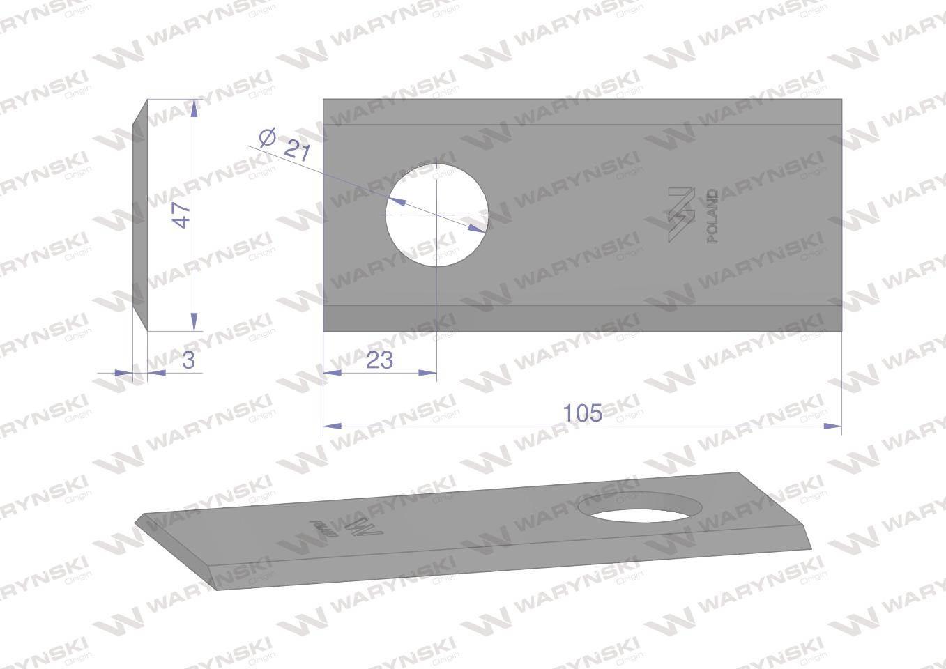 Nóżnożyk kosiarka 105x47x3mm otwór 21 cm15 pz vicon kverneland waryński 25szt - zdjęcie 2