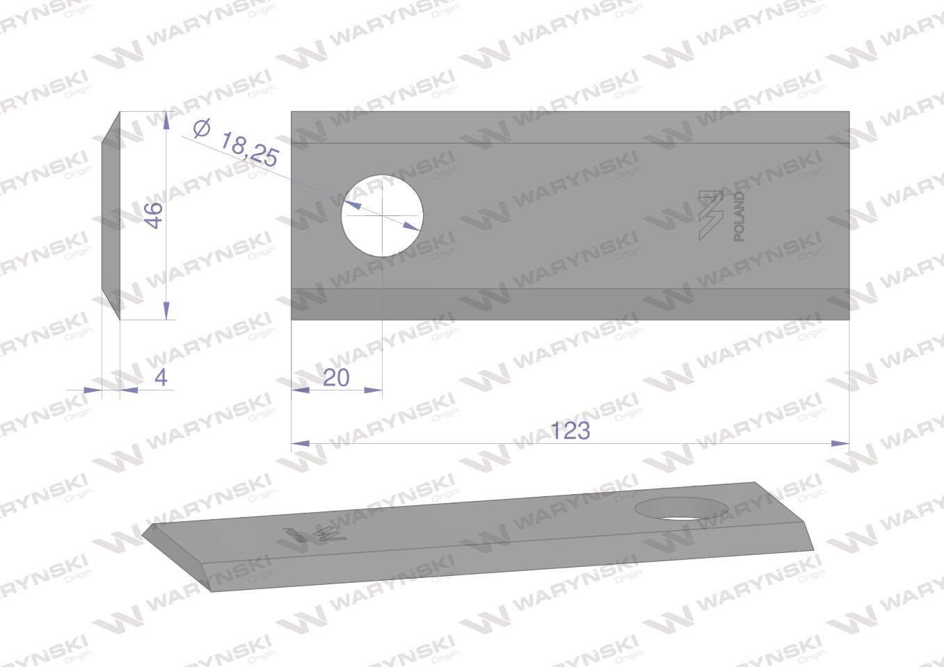 Nóżnożyk kosiarka 123x46x4mm otwór 18.25 56451210 kuhn waryński 25szt - zdjęcie 2