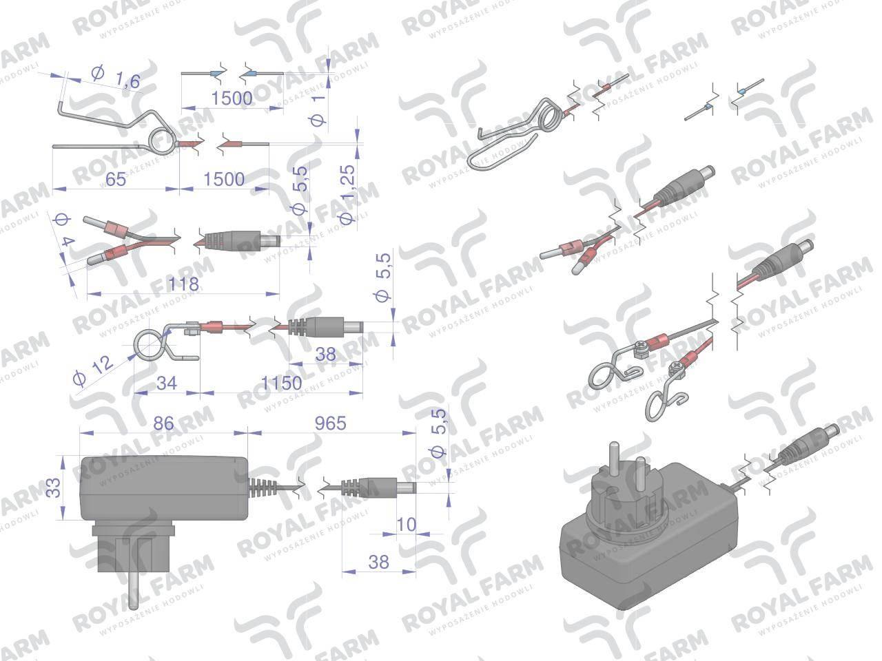 Elektryzator 1j bateryjno-sieciowy uniwersalny rf-1000 z zasilaczem royal farm - zdjęcie 4