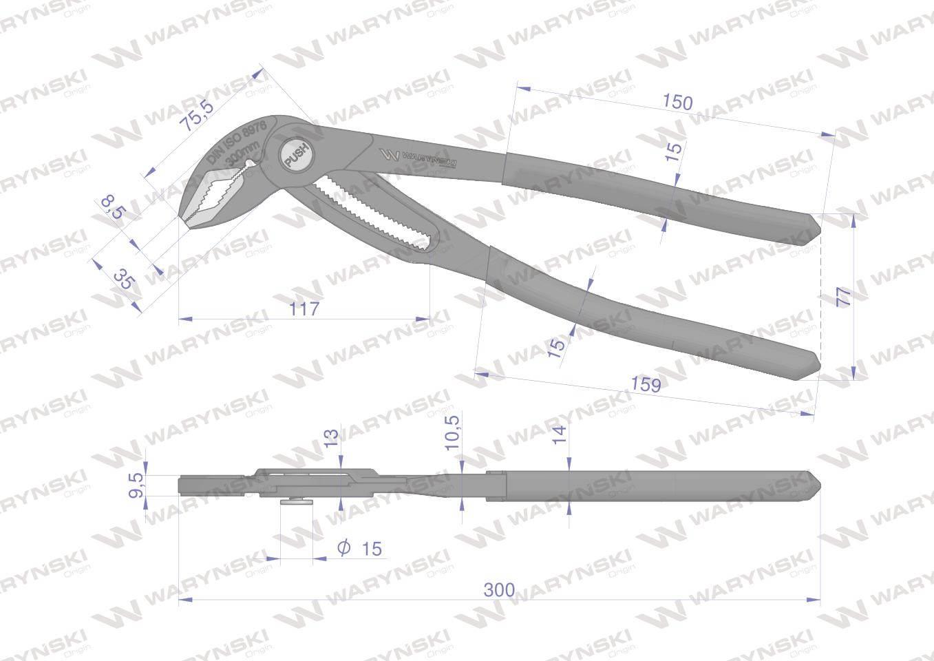 Szczypce do rur szybkonastawne 300mm zakres szczęk 70mm waryński - zdjęcie 2