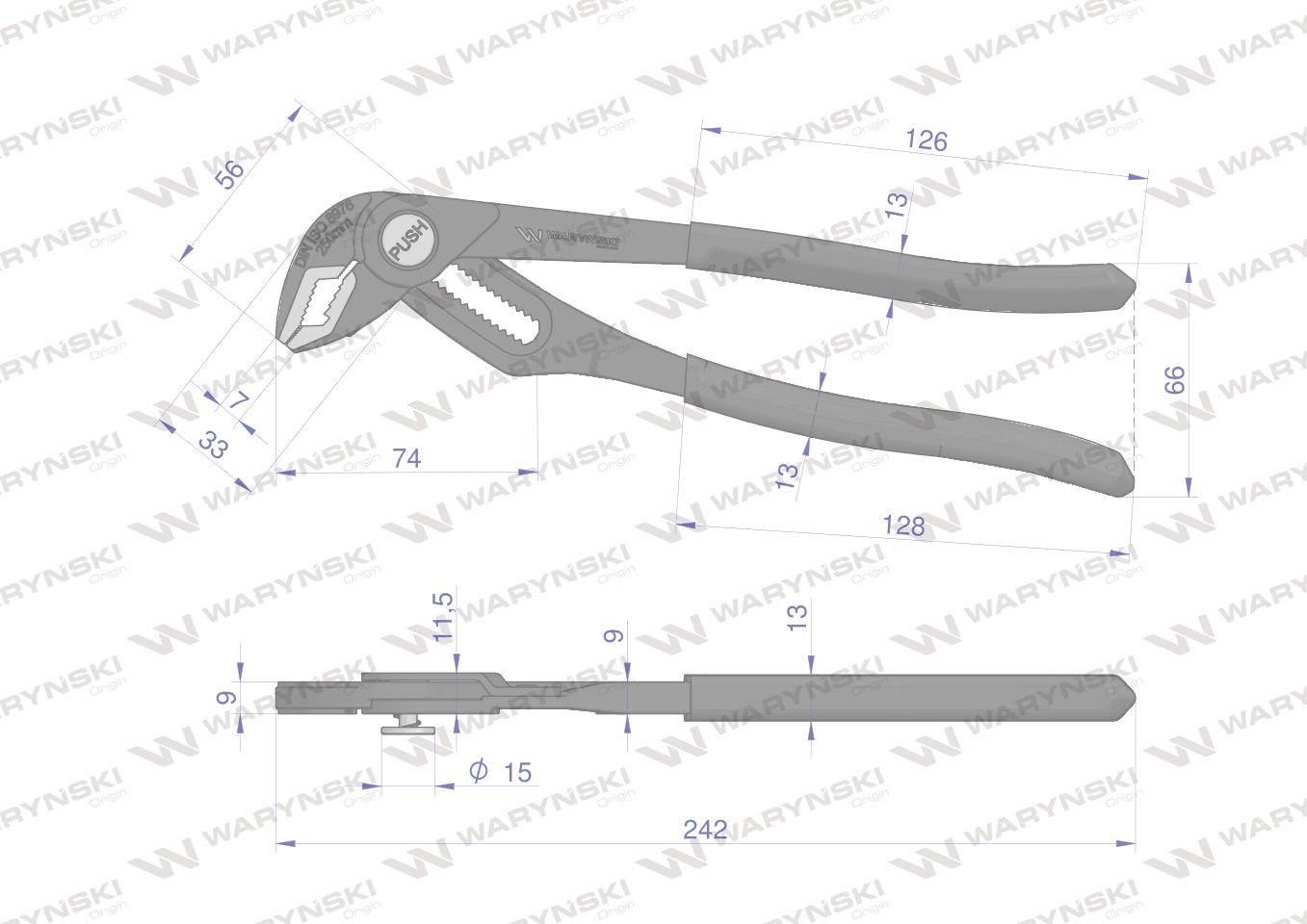 Szczypce do rur szybkonastawne 250mm zakres szczęk 50mm waryński - zdjęcie 2
