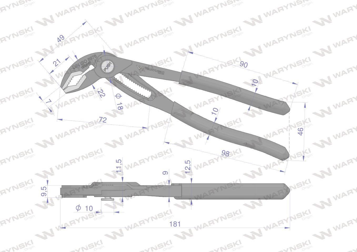 Szczypce do rur szybkonastawne 180mm zakres szczęk 42mm waryński - zdjęcie 2