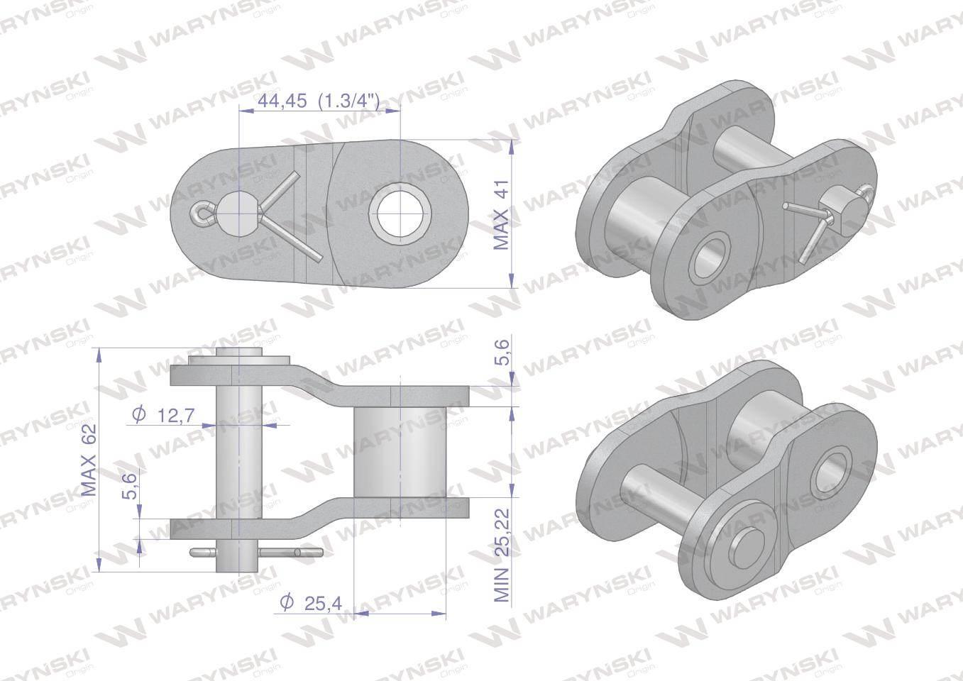 Półogniwo łańcucha wzmocnione p28a-1 ansi a 140 r1 1.3/4 waryński - zdjęcie 2
