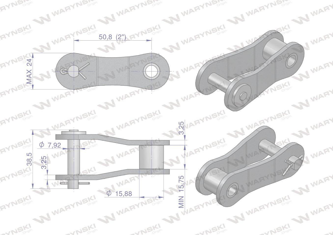 Półogniwo łańcucha p216a 2080 r1 2 waryński 5szt - zdjęcie 2