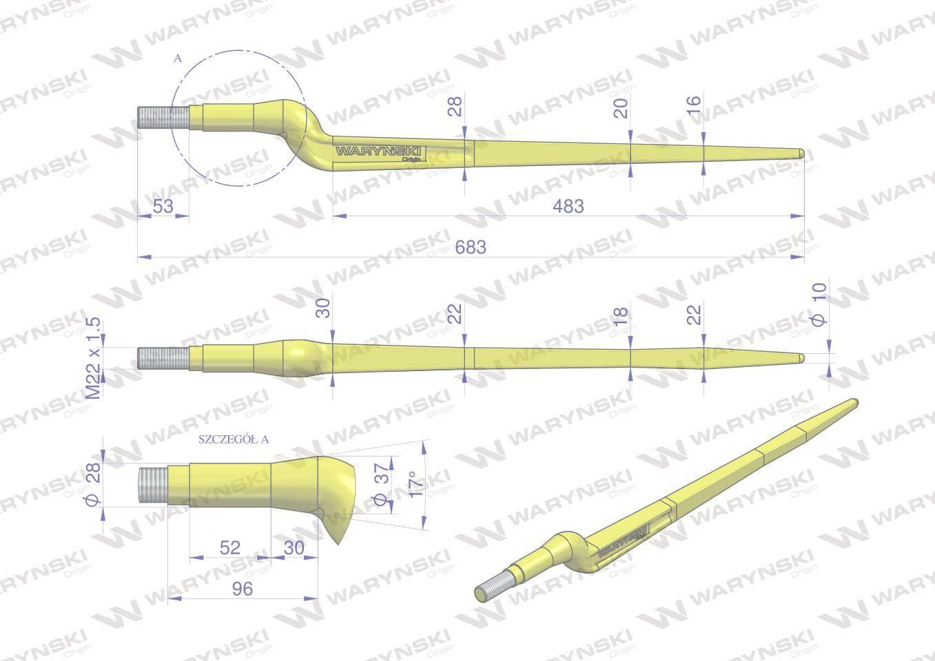 Ząb ładowacza uniwersalny z l 680mm tur waryński - zdjęcie 2