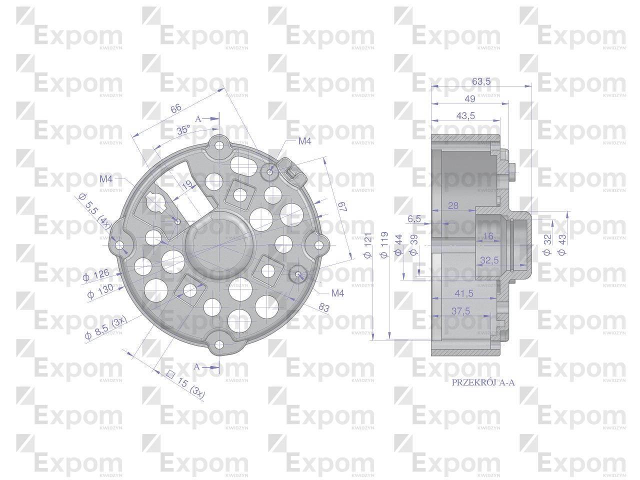 Tarcza pokrywa tylna alternatora ex230000 ex260000 c-330 c-360 expom kwidzyn eu - zdjęcie 2