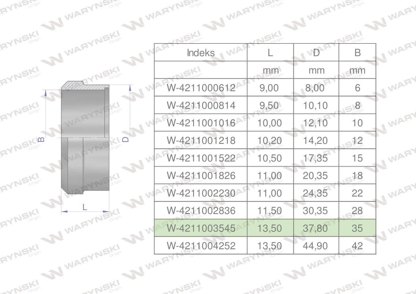 Pierścień zacinający hydrauliczny dpr35l 35l waryński 2szt