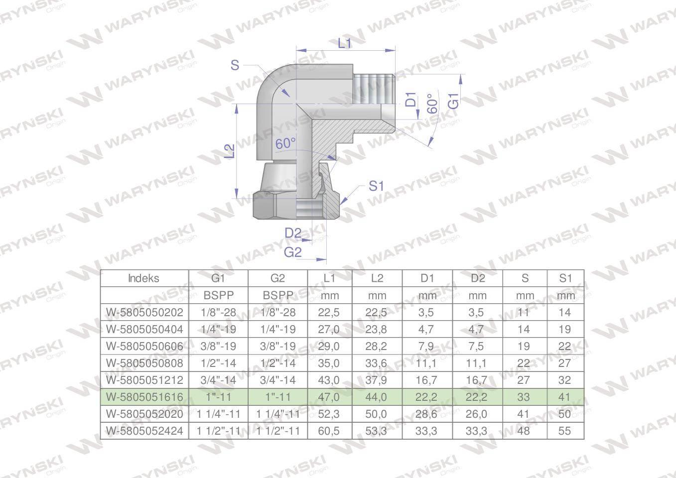 Kolanko hydrauliczne calowe ab 1" bsp waryński