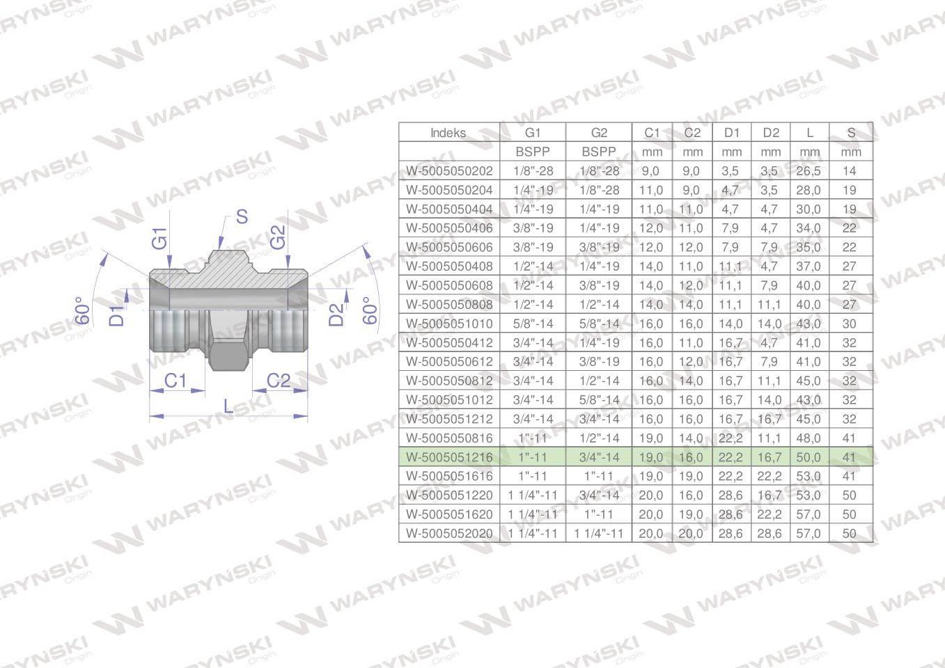 Złączka hydrauliczna redukcyjna calowa bb 3/4"x1" bsp waryński 2szt