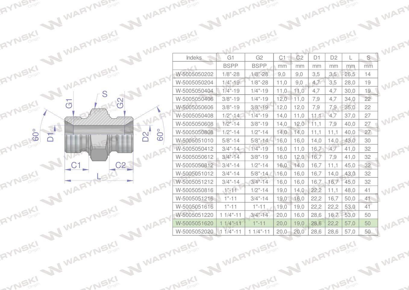 Złączka hydrauliczna redukcyjna calowa bb 1"x1 1/4" bsp waryński