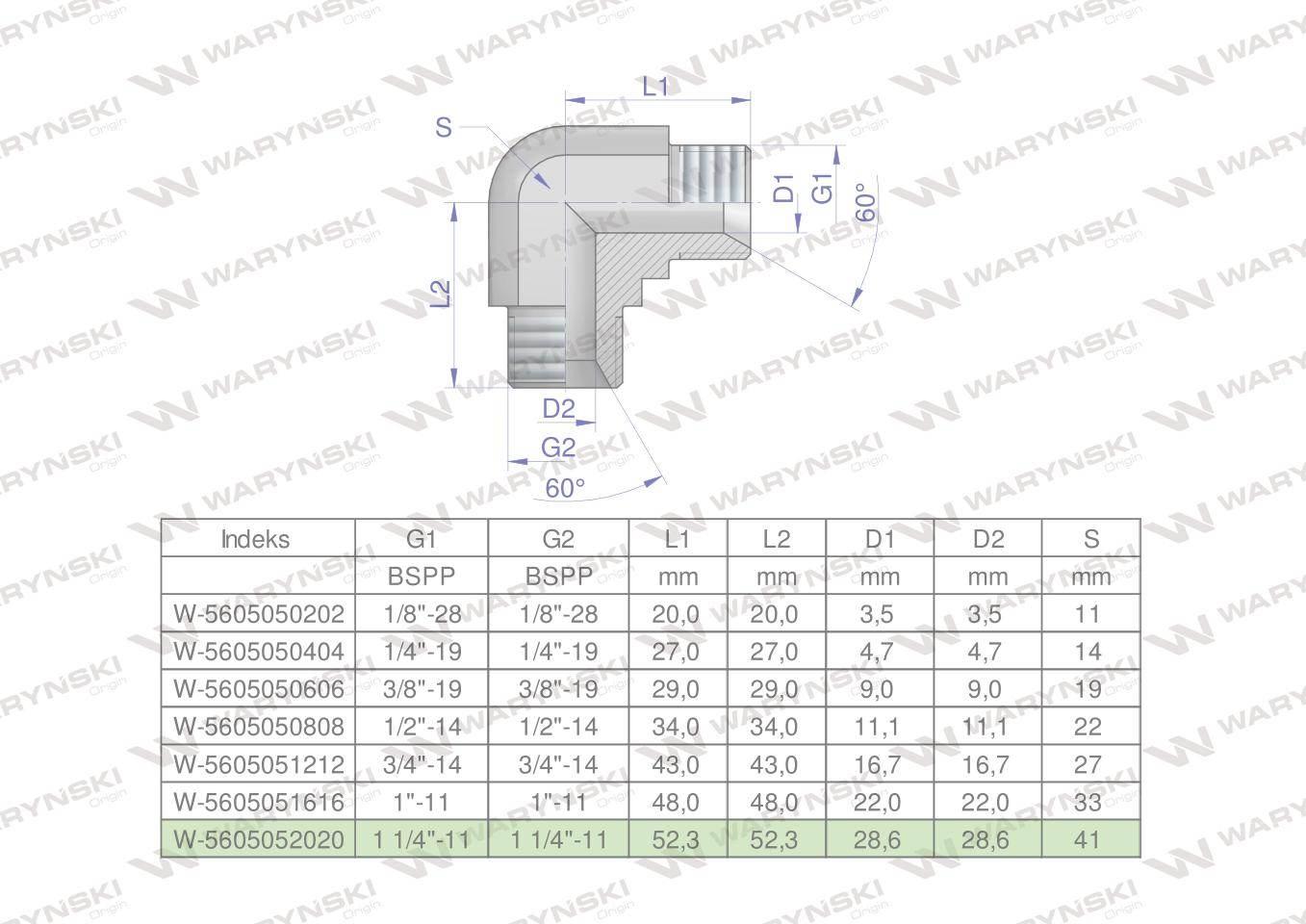 Kolanko hydrauliczne calowe bb 1 1/4" bsp xw waryński