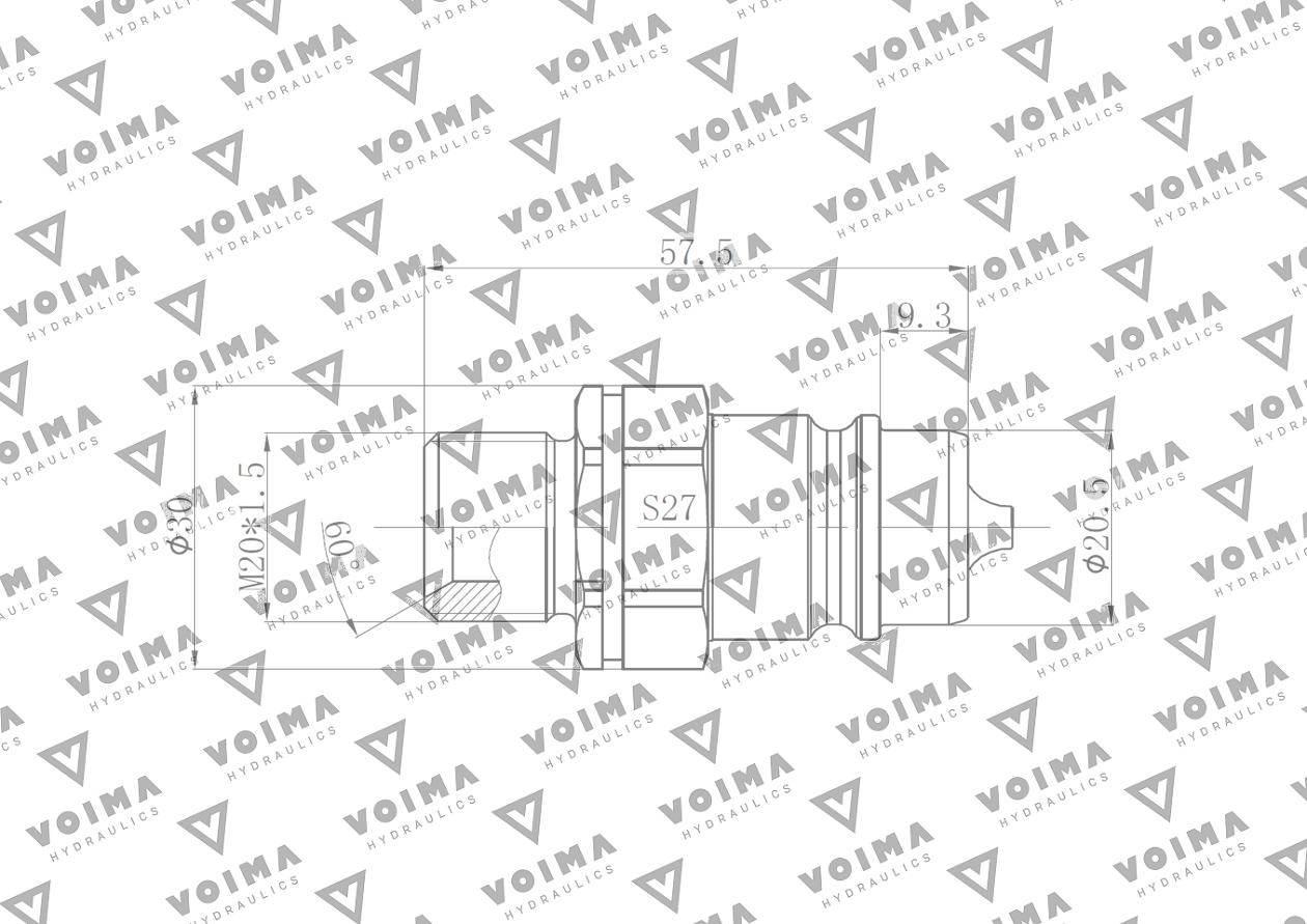 Szybkozłącze hydrauliczne wtyczka euro m20x1.5 gz 9100820w voima - zdjęcie 2