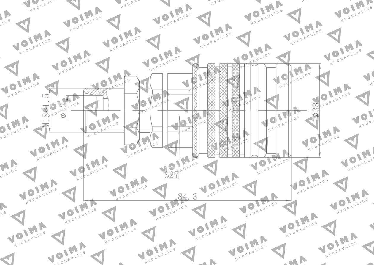 Szybkozłącze hydrauliczne gniazdo euro m18x1.5 gz push-pull long 9100818gl voima - zdjęcie 2