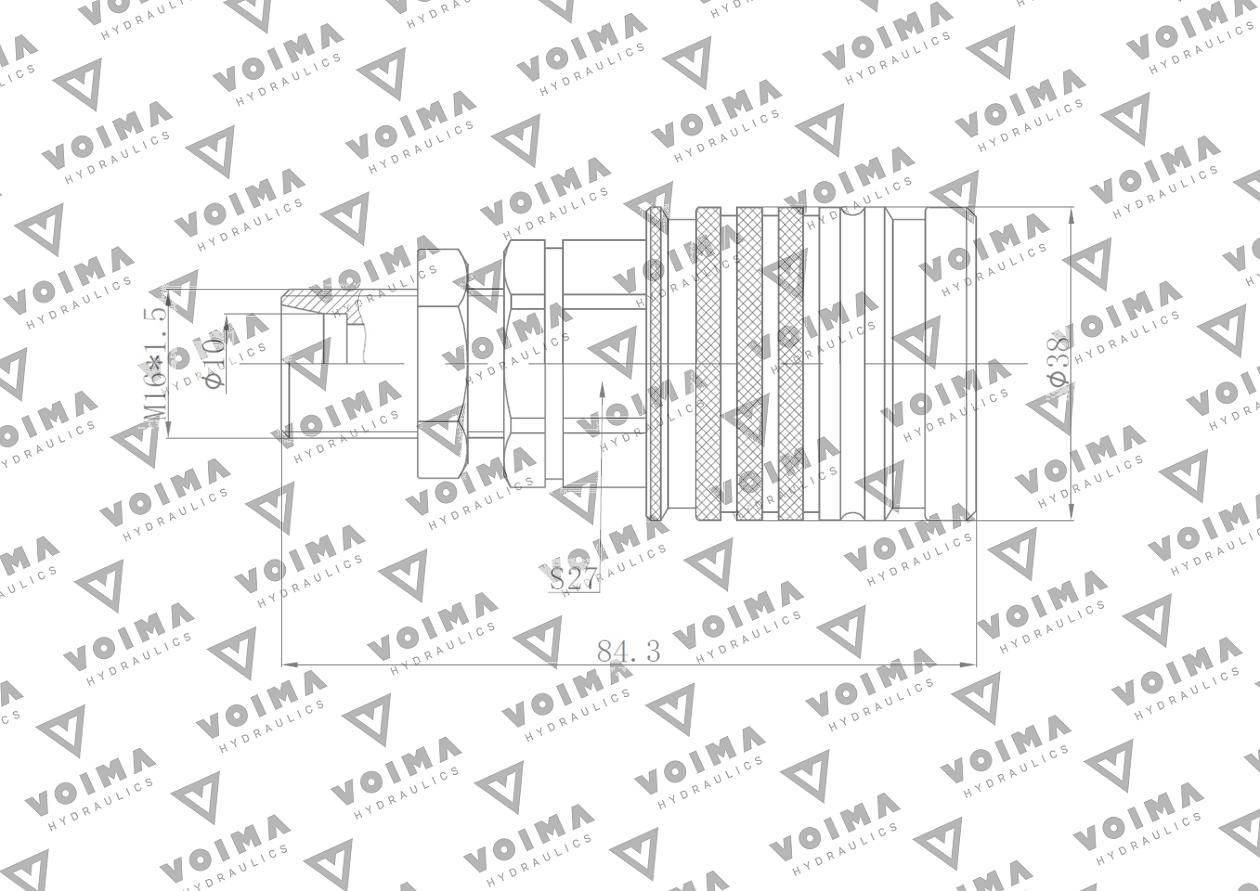 Szybkozłącze hydrauliczne gniazdo euro m16x1.5 gz push-pull long 9100816gl voima - zdjęcie 2