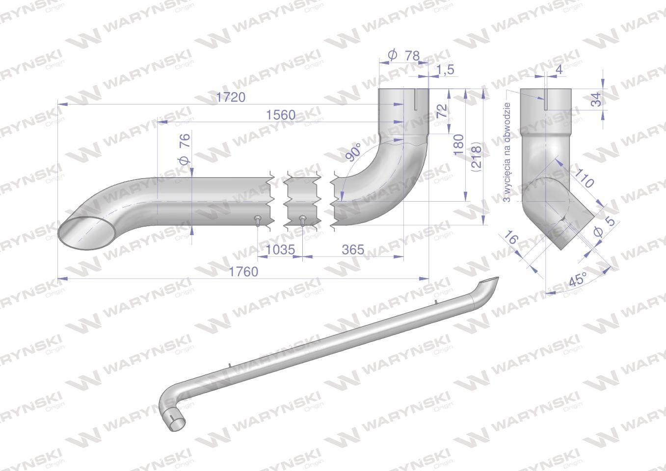 Tłumik rura wydechu inox al164277 john deere waryński - zdjęcie 3
