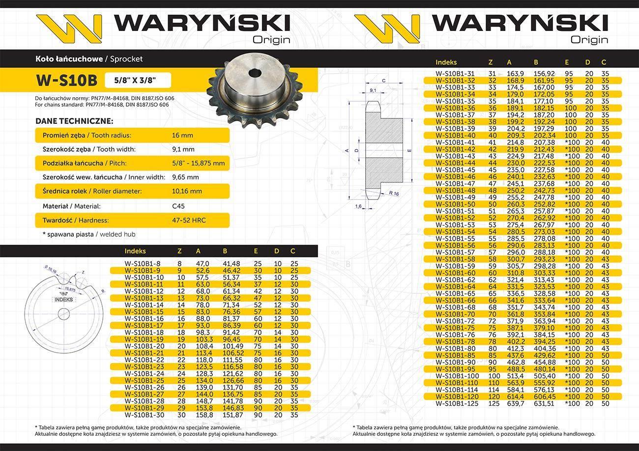 Koło zębate hartowane z kołnierzem 10b-1 r1 5/8 z-20 waryński - zdjęcie 3