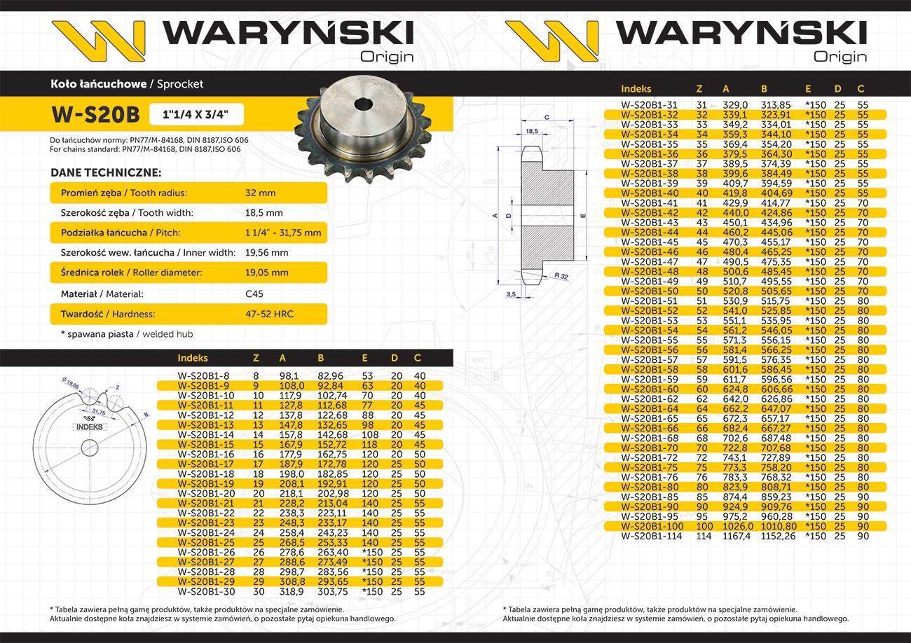 Koło zębate hartowane z kołnierzem 20b-1 r1 1.1/4 z-12 waryński - zdjęcie 3