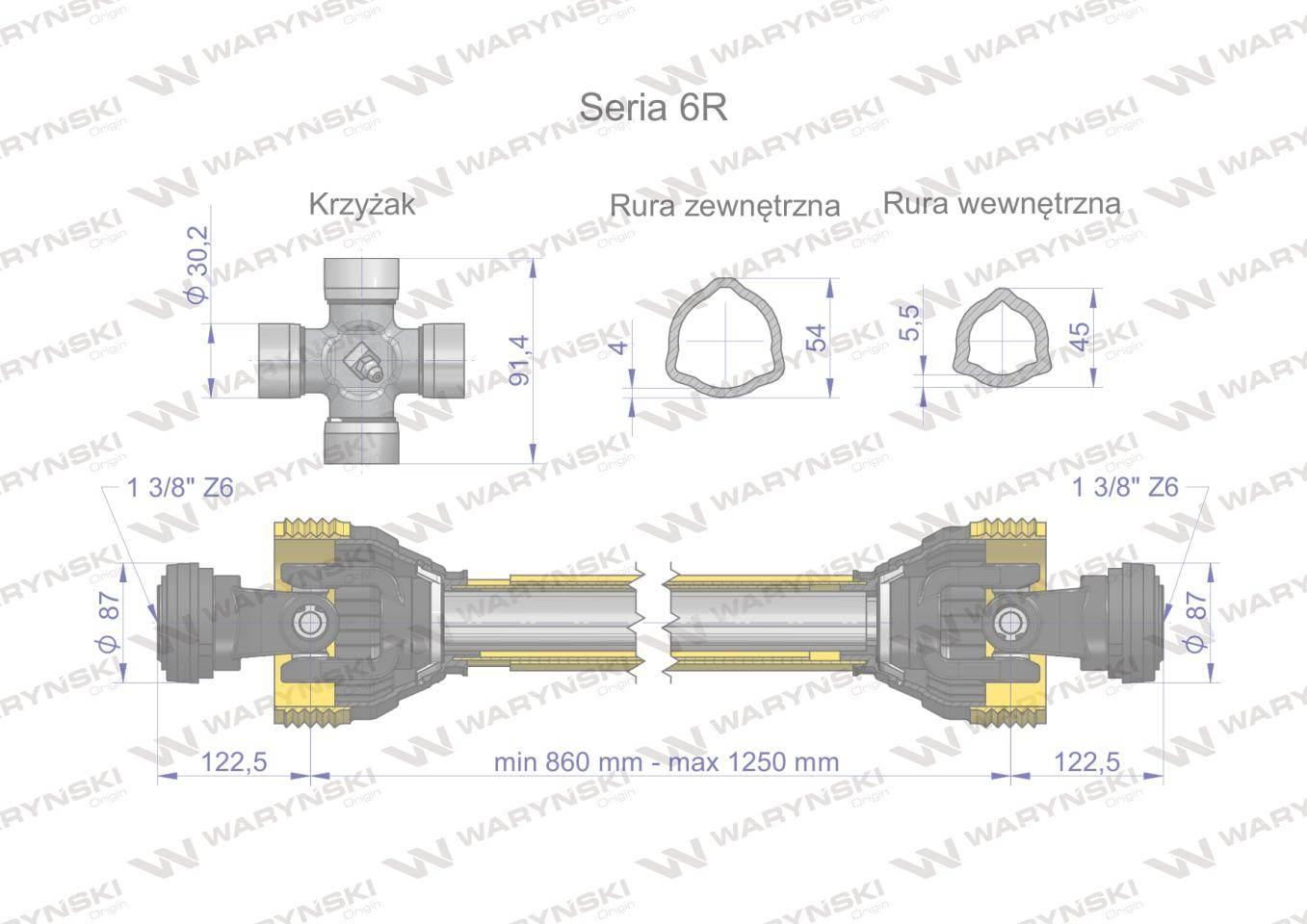 Wał przegubowo-teleskopowy 860-1250mm 830nm ce 2020 seria 6r waryński - zdjęcie 3