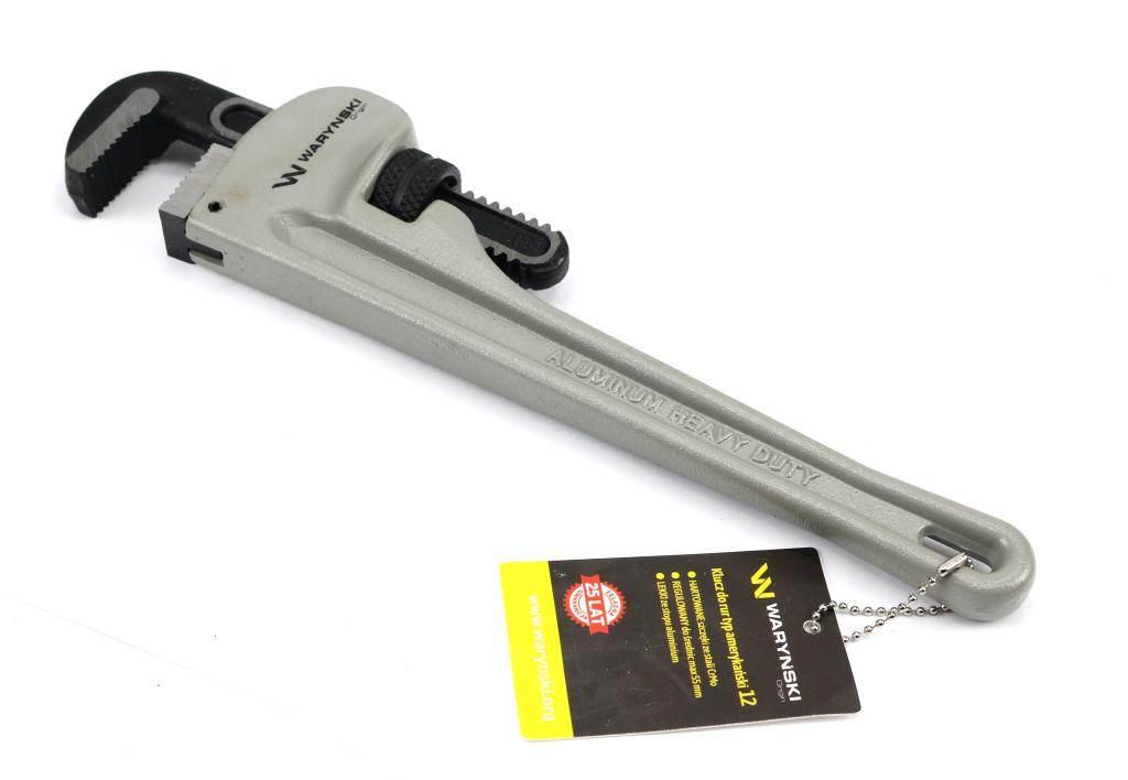 Klucz do rur typ amerykański 12" uchwyt aluminium wzmocniony szczęki crmo max średnica waryński