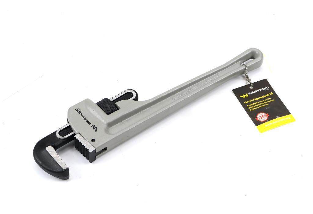Klucz do rur typ amerykański 14" uchwyt aluminium wzmocniony szczęki crmo max średnica waryński - zdjęcie 2