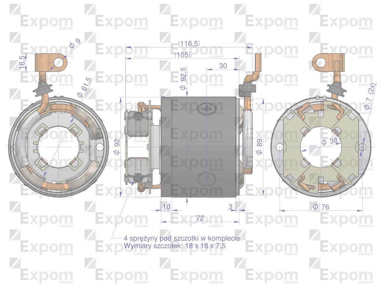 Stojan kompletny z szczotkotrzymaczem rozrusznika typu magneton 9142722 blue line expom kwidzyn - zdjęcie 3