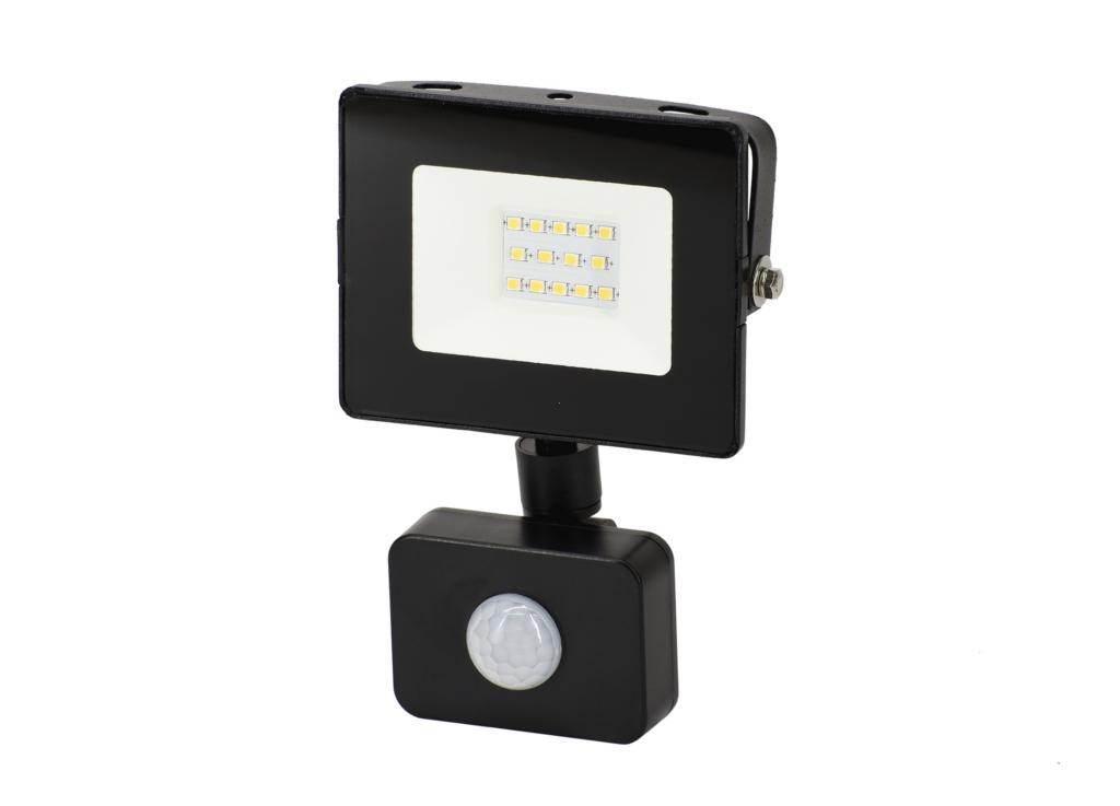Naświetlaczlampa led smd 230v 10w 4000k 800lm ip65 czarny z czujnikiem ruchu