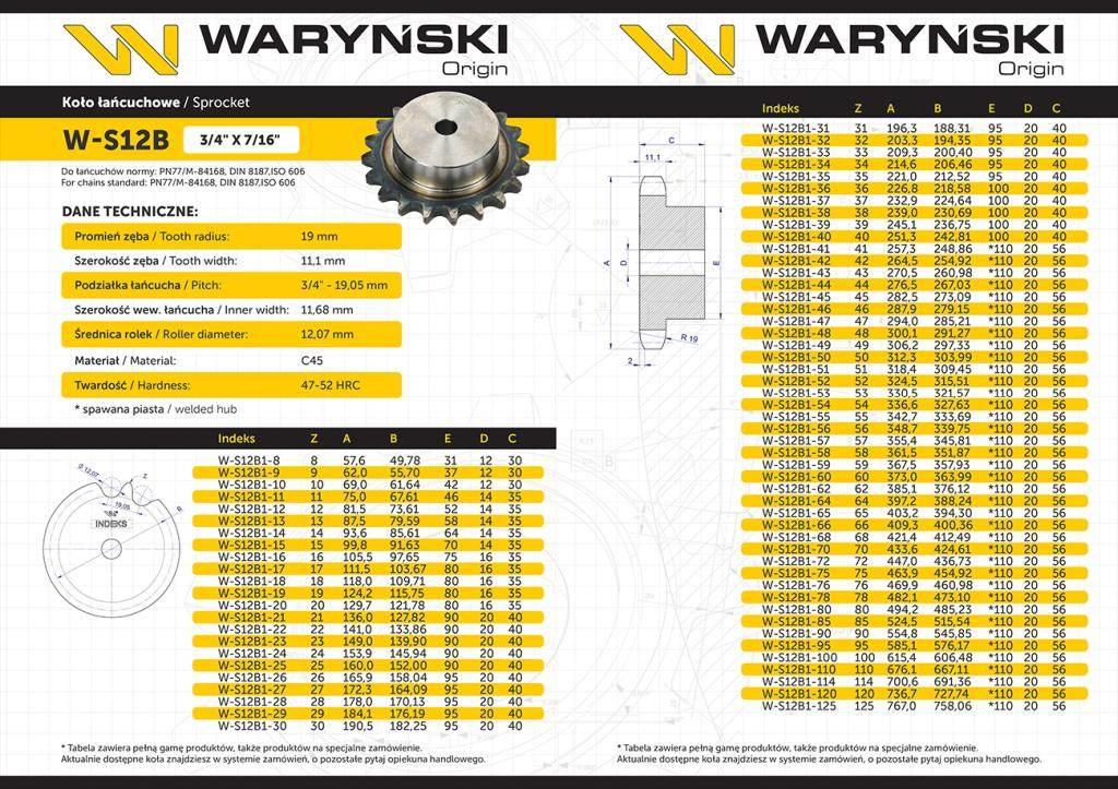 Koło zębate hartowane z kołnierzem 12b-1 r1 3/4 z-18 waryński - zdjęcie 3