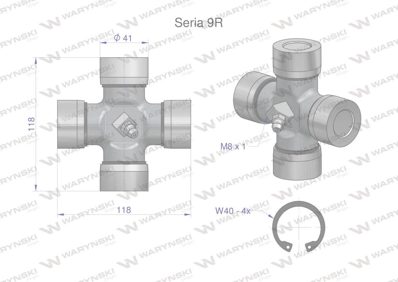 Krzyżak wału 41x118 seria 9r waryński | WR219901 - zdjęcie 2
