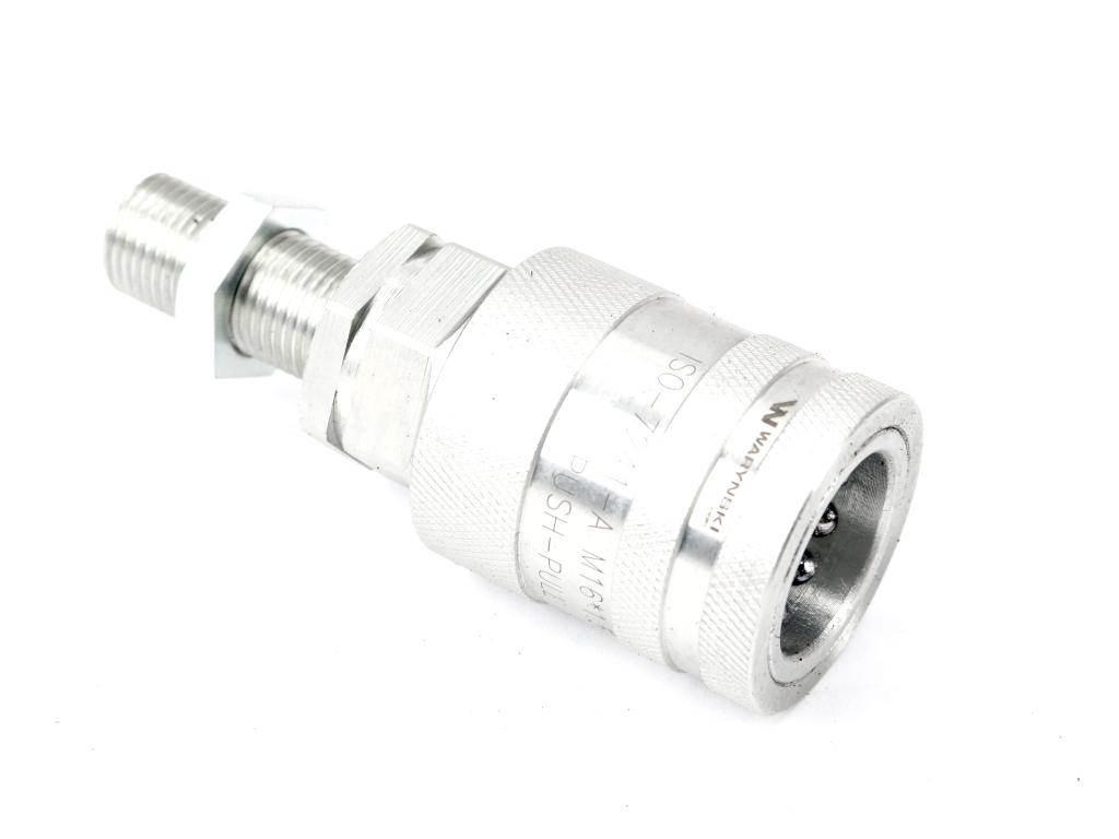 Szybkozłącze hydrauliczne gniazdo long m16x1.5 gwint zewnętrzny euro push-pull iso 7241-a z eliminatorem ciśnienia waryński