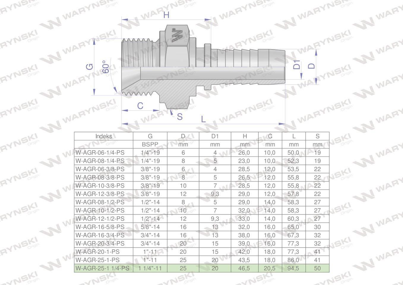 Zakucie hydrauliczne agr dn25 1 1/4"-11 premium waryński - zdjęcie 3