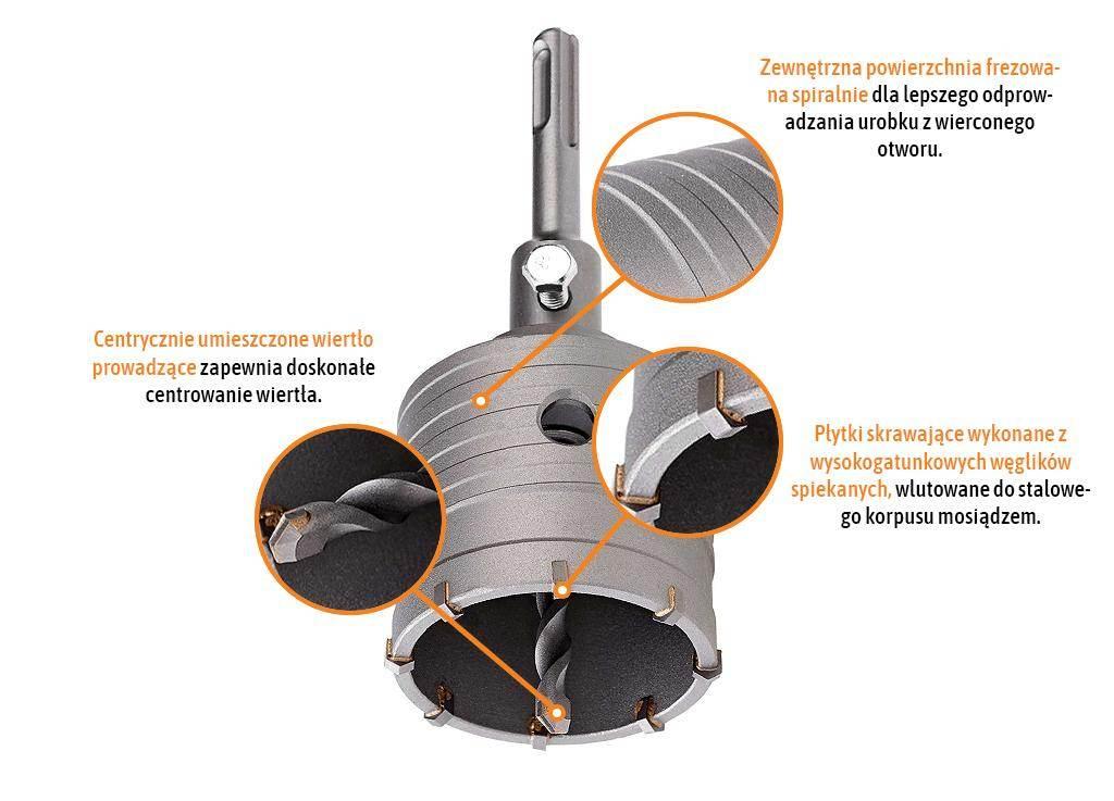 Wiertło do betonu koronowe uchwyt sds plusmm 65mm teger - zdjęcie 2