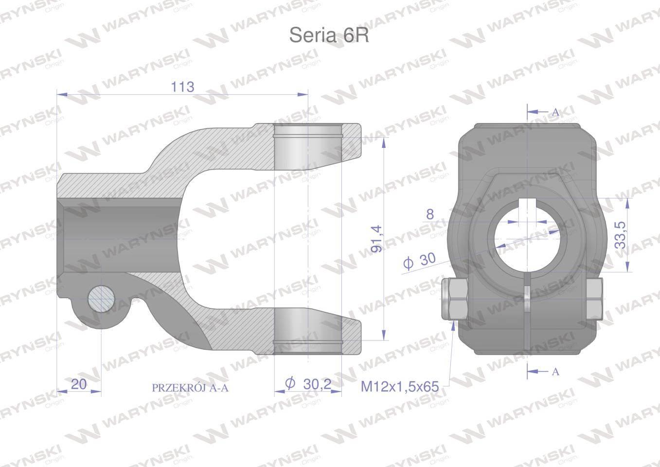 Widłak na wpust 8 śr.otw.30mm 30.2x91.4 seria 6r waryński - zdjęcie 2