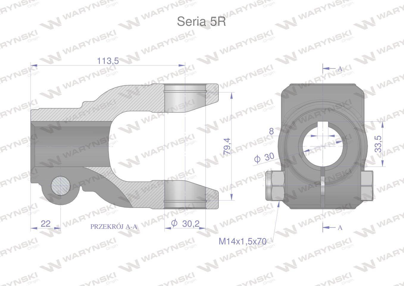 Widłak na wpust 8 śr.otw.30mm 30.2x79.4 seria 5r waryński - zdjęcie 2
