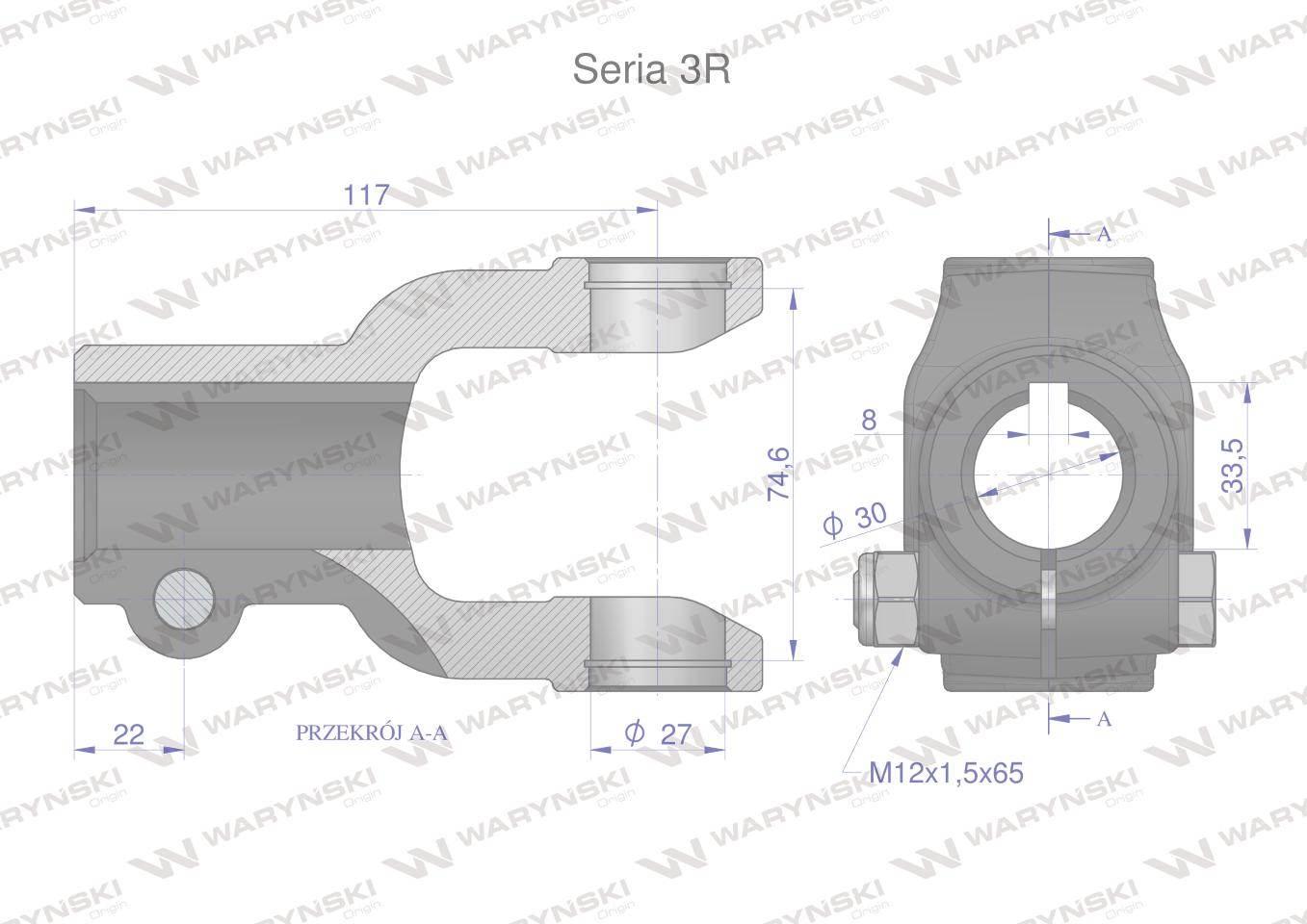 Widłak na wpust 10 śr.otw.30mm 27x74.6 seria 3r waryński - zdjęcie 2