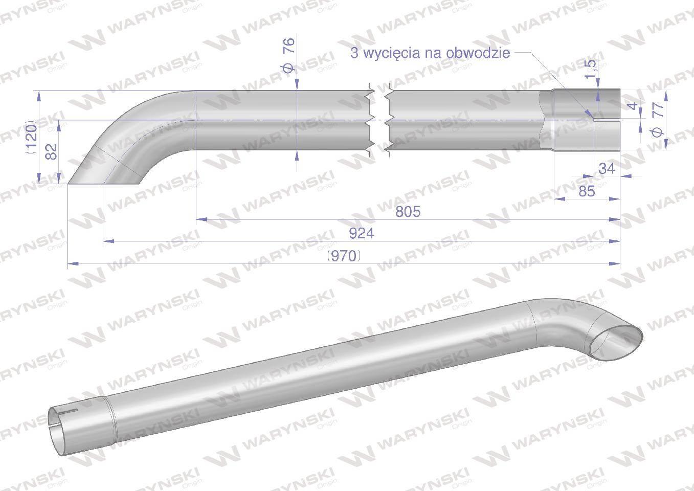 Rura wylotowa do tłumika a184475 inox waryński - zdjęcie 2