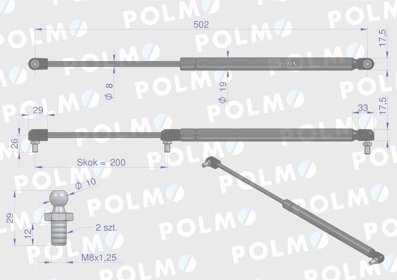 Siłownik dachu 3027294m1 massey ferguson polmo - zdjęcie 2