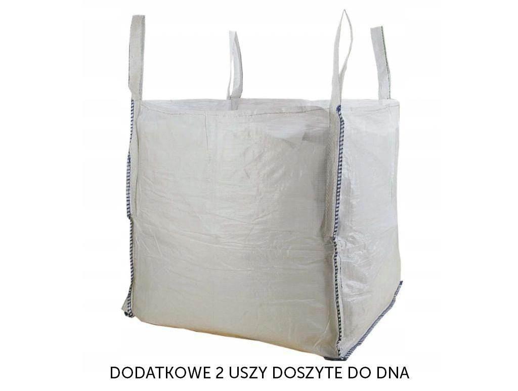 Worek big bag 1000kg 100x100x100 4 uchwyty 2 doszyte do dna góra otwarta dół zamknięty