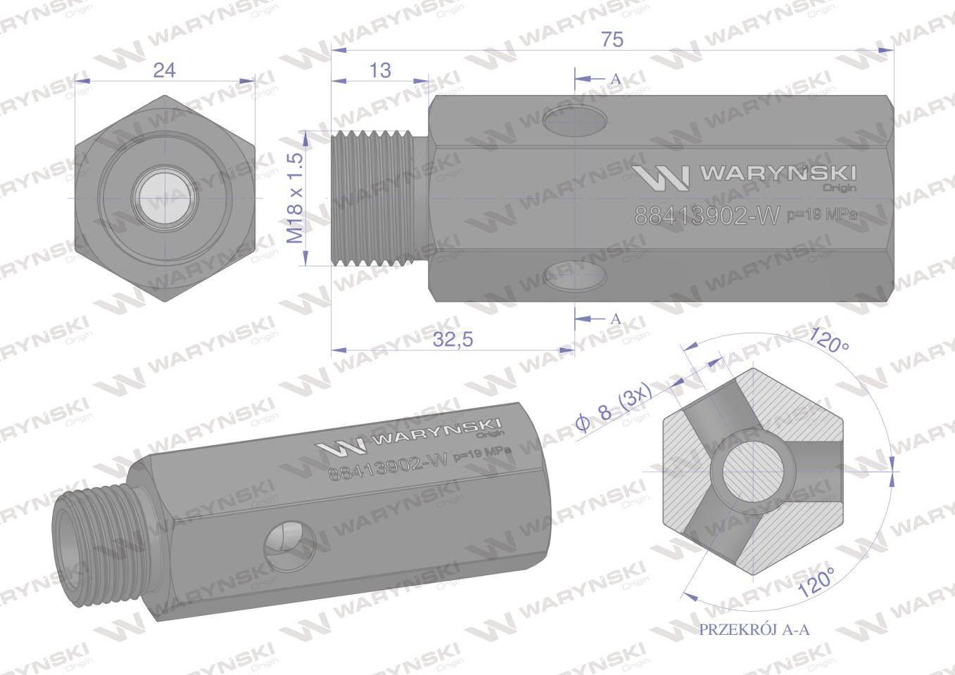 Zawór bezpieczeństwa cylindra hydraulicznego do c-385 waryński - zdjęcie 3